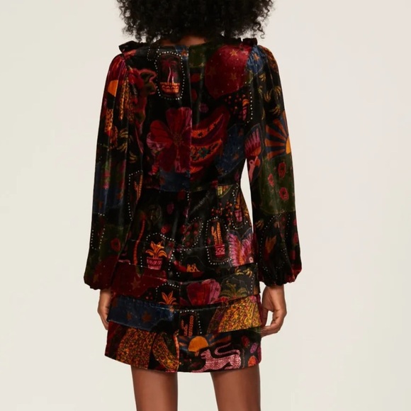 FARM Rio Crazy Mix Velvet Mini Dress XS - Picture 3 of 5